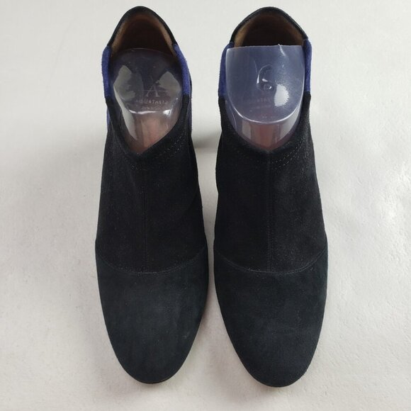 Aquatalia Vale Stretch Ankle Boot Womens 7.5 Black Suede Heeled Pull On Italy - Picture 4 of 15